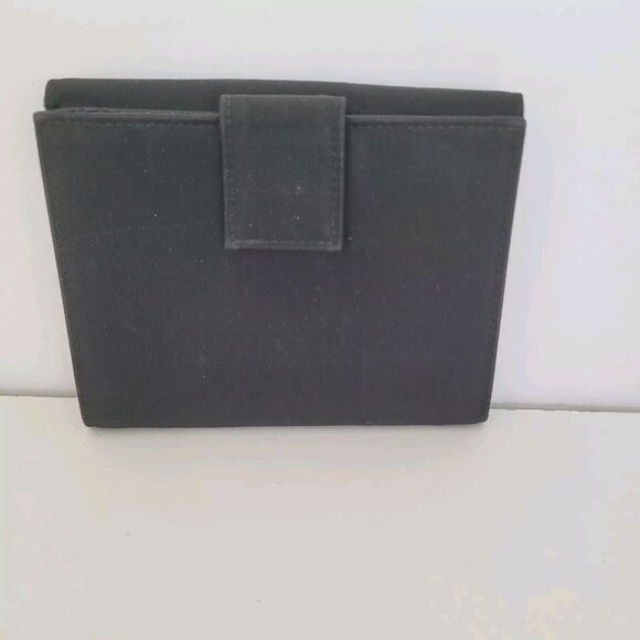 PRADA Vintage Tessuto Nero Black Nylon Leather Logo Plate Wallet Small Bifold - Picture 2 of 13